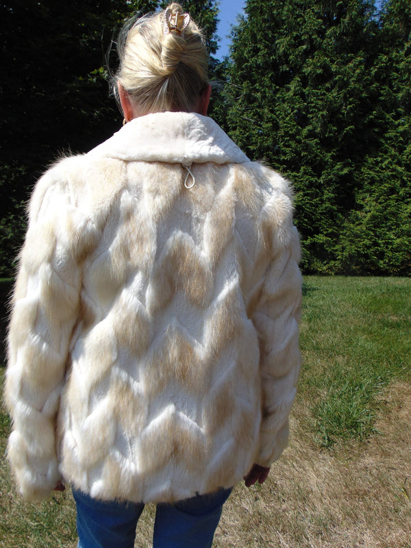Ivory Sheared Beaver Fur Jacket - Ladies Estate Coat