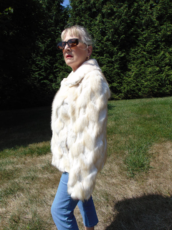Ivory Sheared Beaver Fur Jacket - Ladies Estate Coat