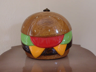 Rare Timmy Woods Cheeseburger Purse: Acacia Wood Wearable Art