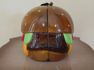 Rare Timmy Woods Cheeseburger Purse: Acacia Wood Wearable Art