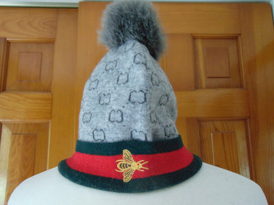 Fur Tasseled Ski Cap and Gloves Set - Girls Winter Gift