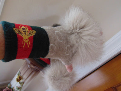 Fur Tasseled Ski Cap and Gloves Set - Girls Winter Gift