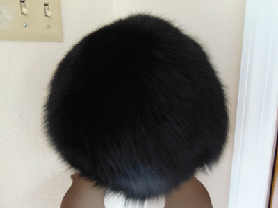 Vintage Black Fox Fur Hat: Elegant Glamour