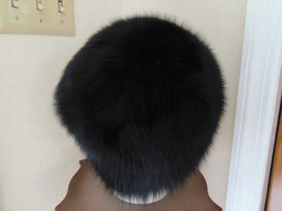 Vintage Black Fox Fur Hat: Elegant Glamour