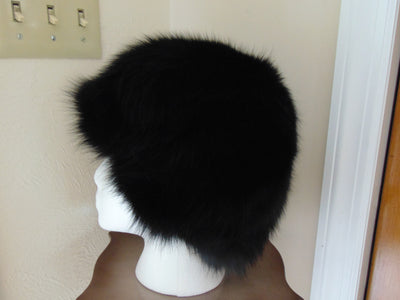 Vintage Black Fox Fur Hat: Elegant Glamour