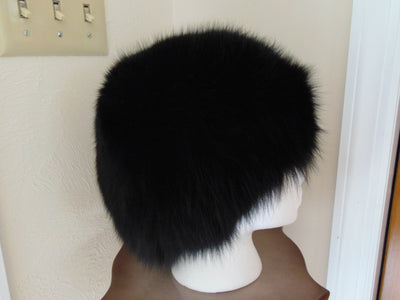 Vintage Black Fox Fur Hat: Elegant Glamour