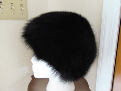 Vintage Black Fox Fur Hat: Elegant Glamour