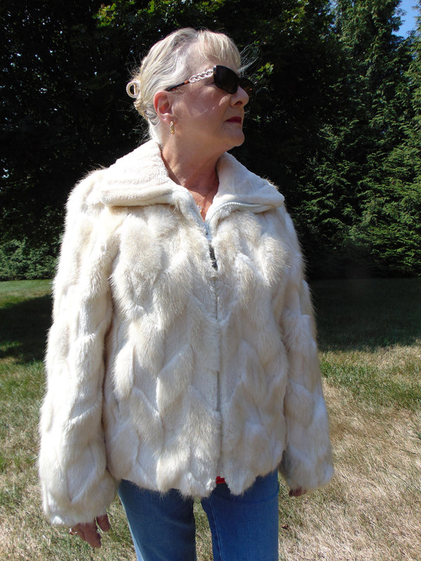 Ivory Sheared Beaver Fur Jacket - Ladies Estate Coat