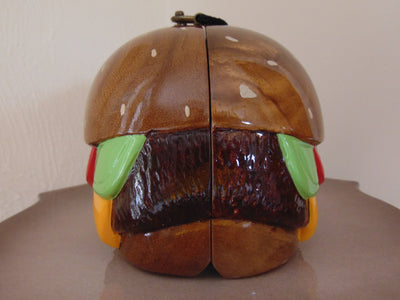 Rare Timmy Woods Cheeseburger Purse: Acacia Wood Wearable Art
