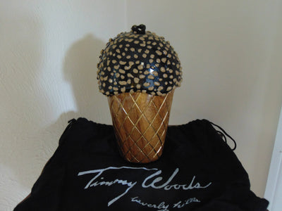 Timmy Woods Ice Cream Cone Purse: Hand Carved Acacia Wood, Retired Design