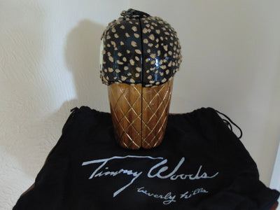 Timmy Woods Ice Cream Cone Purse: Hand Carved Acacia Wood, Retired Design