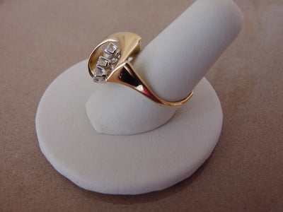 14K Yellow Gold Diamond Cluster Ring - Size 6.5