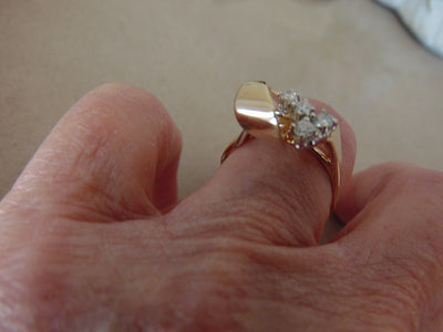 14K Yellow Gold Diamond Cluster Ring - Size 6.5