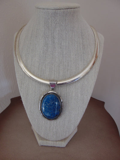925 Sterling Silver Jasper Pendant Necklace - Western Rodeo Style