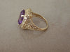 10Kt Yellow Gold Synthetic Amethyst Ring: Art Deco Filigree