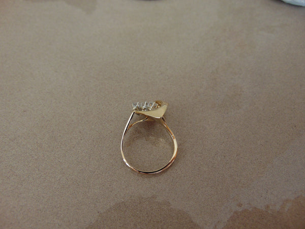 14K Yellow Gold Diamond Cluster Ring - Size 6.5