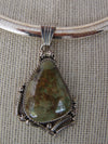 Sterling Silver Serpentine Jasper Pendant Necklace - Italy 925 Omega Chain