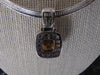 Sterling Silver Omega Chain Necklace: Faux Citrine & Diamond Pendant