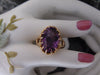 14K Yellow Gold Oval Amethyst Ring - Size 5.5