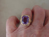 10Kt Yellow Gold Synthetic Amethyst Ring: Art Deco Filigree