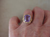 10Kt Yellow Gold Synthetic Amethyst Ring: Art Deco Filigree