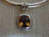 Sterling Silver Omega Chain Necklace: Faux Citrine & Diamond Pendant