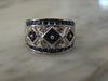 Vintage 10K White Gold Sapphire Diamond Band Ring