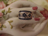 Vintage 10K White Gold Sapphire Diamond Band Ring