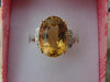 Vintage 14K Gold Citrine Diamond Ring: 12Ct Radiant Cut