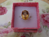 Vintage 14K Gold Citrine Diamond Ring: 12Ct Radiant Cut