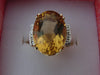 Vintage 14K Gold Citrine Diamond Ring: 12Ct Radiant Cut