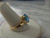 Vintage 14K Gold Blue Topaz Ring - Checkerboard Cut