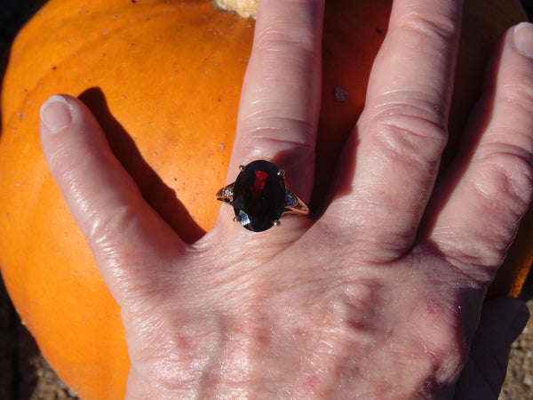 10KTYG Garnet Diamond Ring,