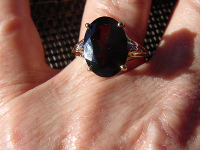 10KTYG Garnet Diamond Ring,