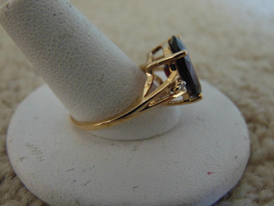10KTYG Garnet Diamond Ring,