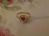 10K Yellow Gold Purple Heart Ring with Diamonds, Size 6 3/4