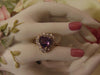 10K Yellow Gold Purple Heart Ring with Diamonds, Size 6 3/4