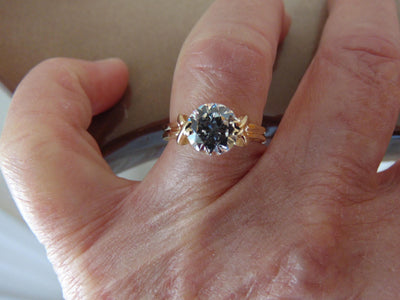 14KT Gold CZ Ring: Round Solitaire, Size 5 3/4