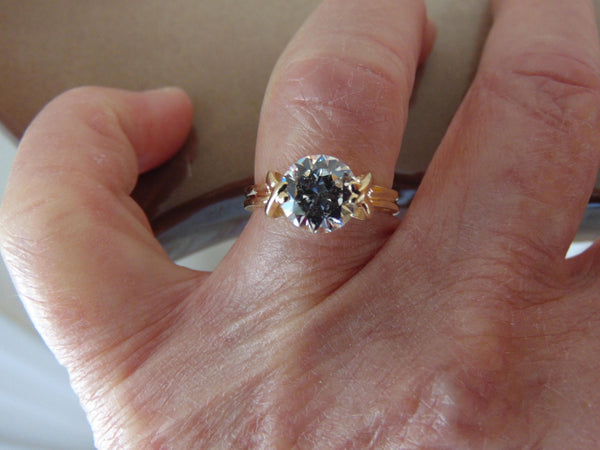 14KT Gold CZ Ring: Round Solitaire, Size 5 3/4