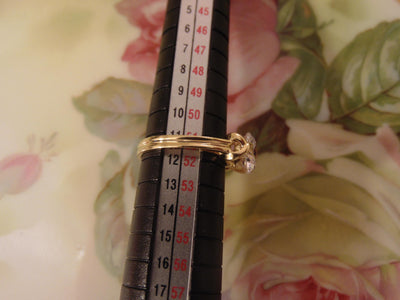 14KT Gold CZ Ring: Round Solitaire, Size 5 3/4