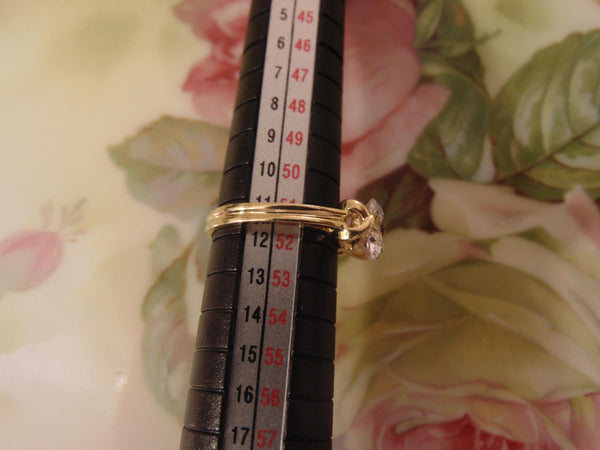 14KT Gold CZ Ring: Round Solitaire, Size 5 3/4