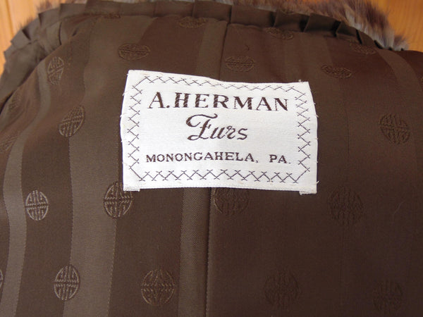 Vintage Muskrat Fur Stroller Coat - A. Herman Monogrammed Lining