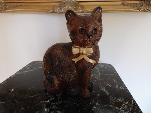 Vintage Timmy Woods Wooden Cat Purse with Box
