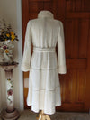 Vintage White Sheared Mink Fur Coat: Rhinestone Button, Size 10
