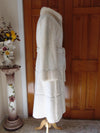 Vintage White Sheared Mink Fur Coat: Rhinestone Button, Size 10