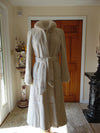Vintage White Sheared Mink Fur Coat: Rhinestone Button, Size 10