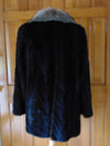 Vintage Black Mink Fur Stroller Coat: Indigo Fox Tuxedo Trim