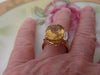 Vintage 14K Gold Citrine Diamond Ring: 12Ct Radiant Cut