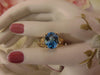Vintage 14K Gold Blue Topaz Ring - Checkerboard Cut