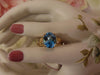 Vintage 14K Gold Blue Topaz Ring - Checkerboard Cut